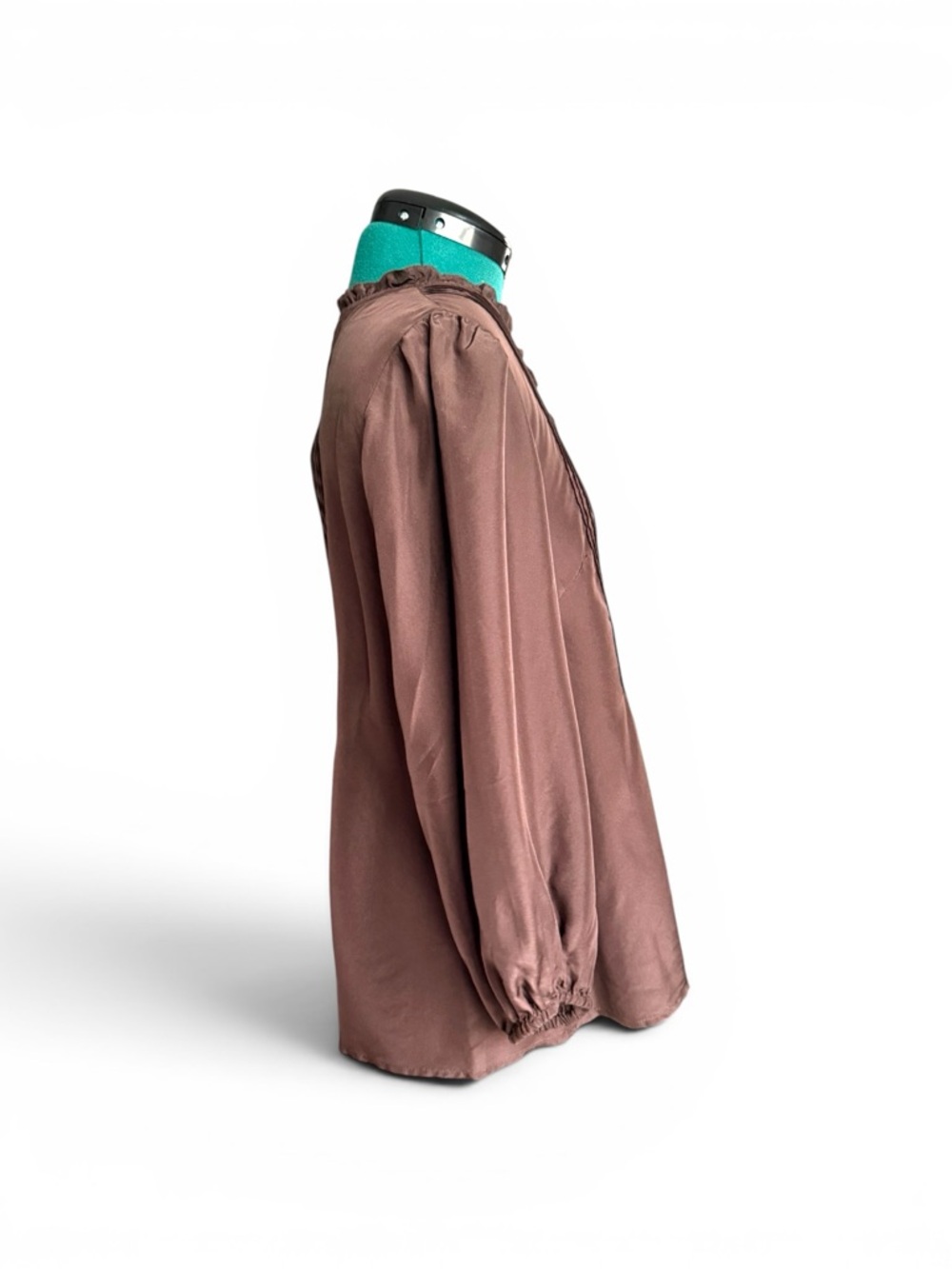 Garnet Hill Chocolate Brown Pintuck Peasant Blouse - Picture 9 of 14